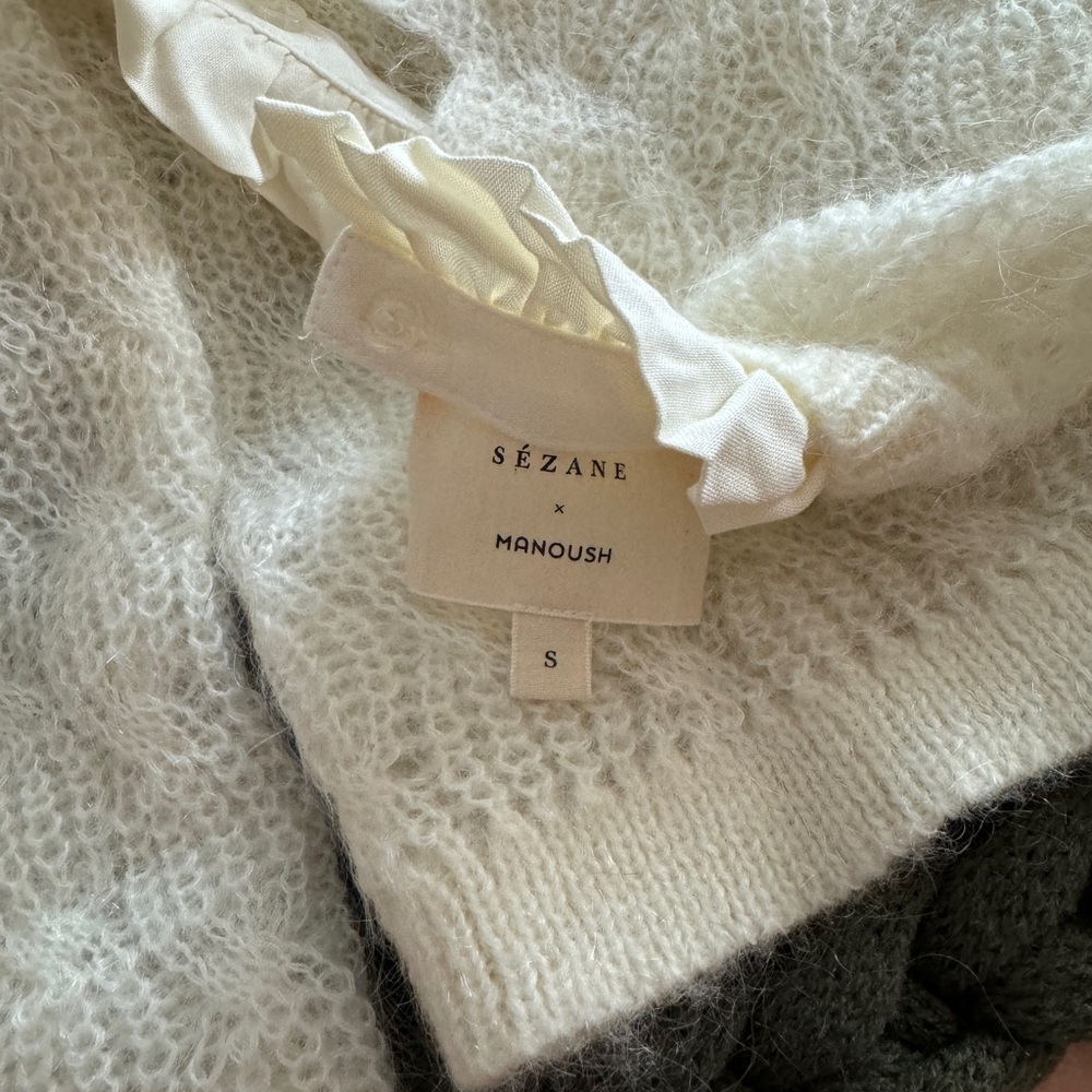 Sezane Cream Ruffle Sweater - Picture 3 of 5